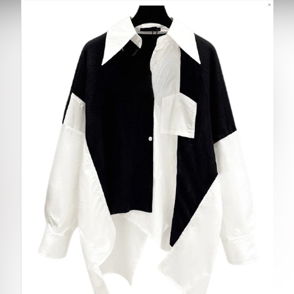 Madonna & Co. Women’s Mixed Media White Shirt with Black Knit Contrast - OS - Picture 1 of 2